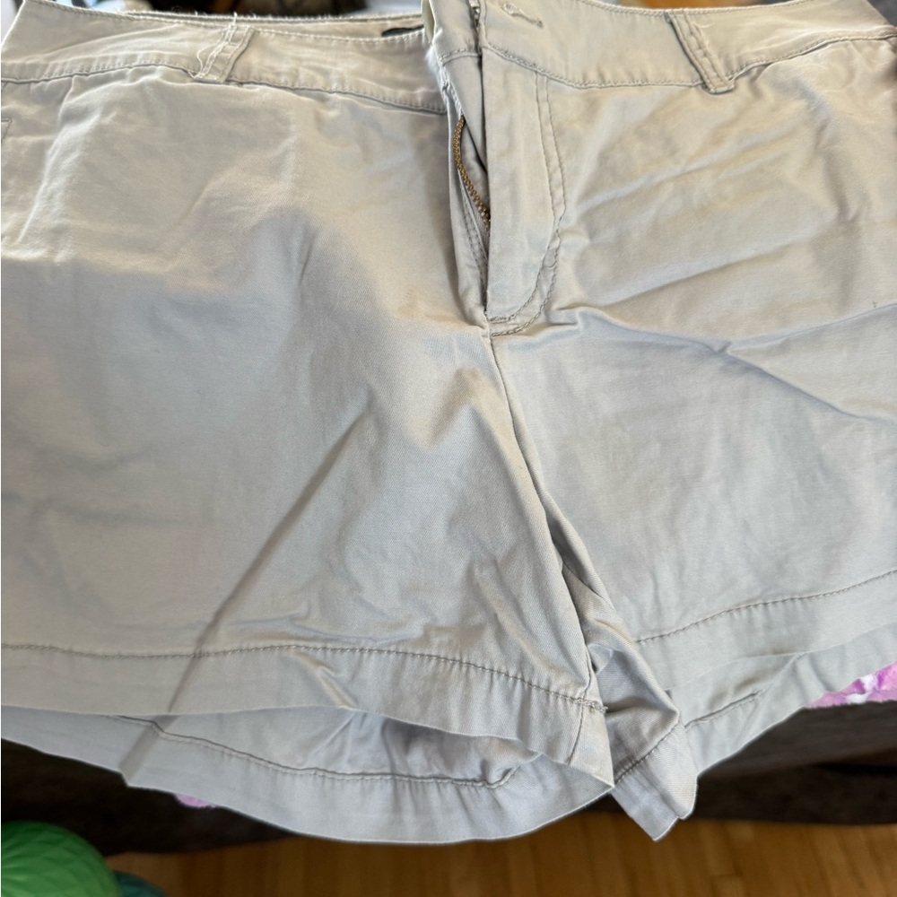 Both pairs Casual Light Gray Women's Shorts and a tan pair